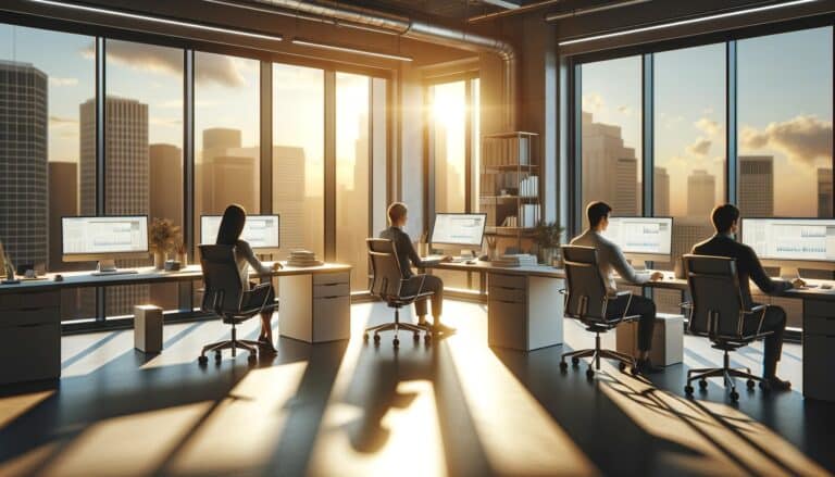oficinas empleados vista ciudad