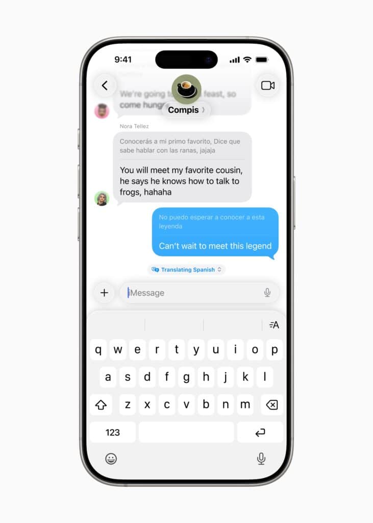 Apple WWDC25 iOS 26 Apple Intelligence Live Translation Messages