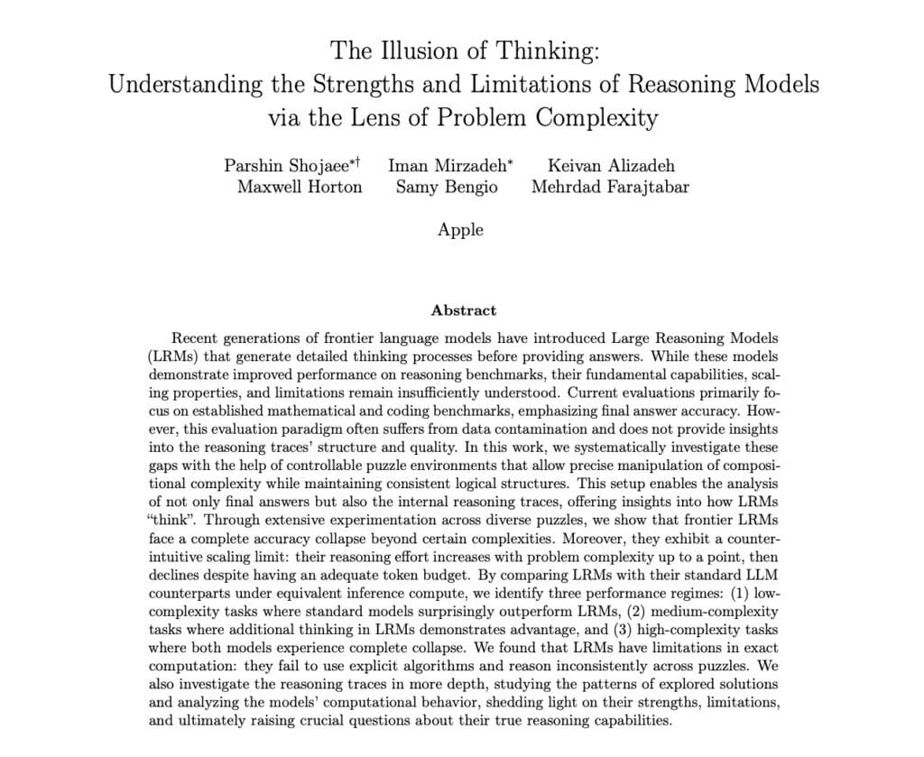 the illusion of thinking apple
