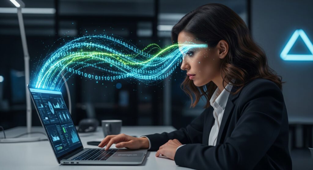 woman ai computer aifreeimages