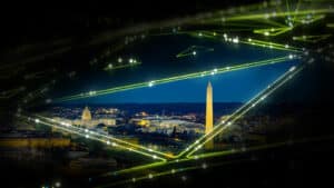 NVIDIA green overlaid on Washington D.C. cityscape