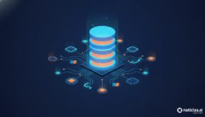 Ilustración de un almacén de datos rodeado de nodos de cálculo que procesan Python en paralelo